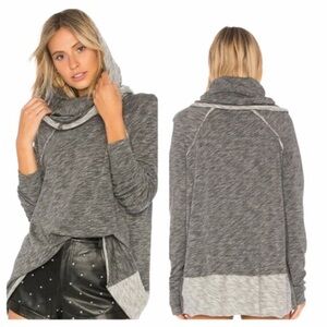 Free People Beach Cowl Neck Long Sleeve Pullover Two Body Grey Cocoon